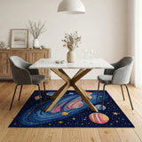 Whimsical Galaxy Planets Kids Area Rug