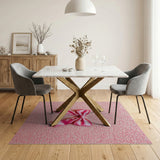 Playful Pink Satin Bow Plush Area Rug