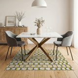 Modern Hexagon Honeycomb Area Rug in Beige and Green