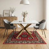 Red Sunflower Persian Area Rug