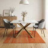 Orange Horizontal Stripe Geometric Area Rug
