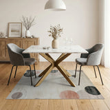 Beige and Neutral Abstract Geometric Circles Area Rug