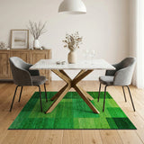 Green Vibrant Green Patchwork Geometric Area Rug