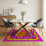 Cheerful Orange Spotted Cat Halloween Area Rug
