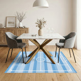 Blue Soccer Field Kids Area Rug