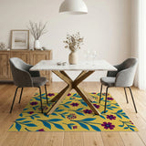 Sunny Yellow Purple Floral Area Rug