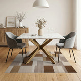 Brown Tan Geometric Block Woven Area Rug