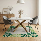 Green Lush Green Leaf Border Area Rug