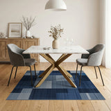 Modern Blue Patchwork Geometric Area Rug