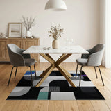 Geometric Modern Multi-color and Patterns Abstract Geometric Multi-Color Area Rug