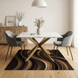 Dynamic Wavy Brown Tan Area Rug