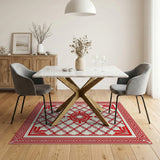 Red Persian Lattice Trellis Area Rug