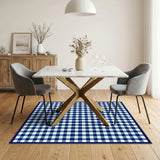 Blue Checkered Gingham Area Rug