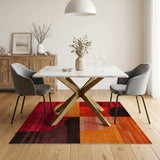Bold Abstract Geometric Area Rug in Red Orange