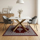 Maroon Traditional Persian Floral Area Rug