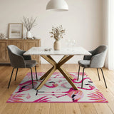 Whimsical Pink Flamingo Area Rug