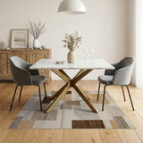 Geometric Modern Beige and Neutral Neutral Geometric Abstract Area Rug