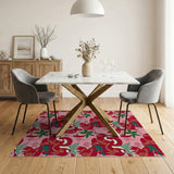 Vibrant Red Pepper Fruit Pattern Area Rug