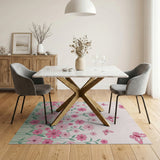 Whimsical Pink Daisy Butterfly Area Rug