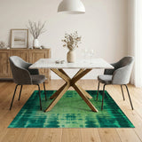 Emerald Green Ikat Abstract Area Rug