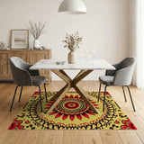 Vibrant Red Mandala Persian Area Rug