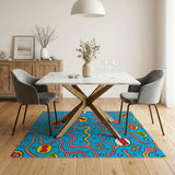 Vibrant Wavy Cartoon Eyes Area Rug