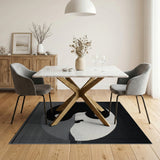 Yin-Yang Cat Silhouette Black White Area Rug