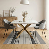 Black Grey Striped Woven Area Rug