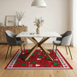 Multi-color and Patterns Festive Christmas Trees Snowflakes Red Area Rug