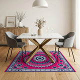 Vibrant Pink Persian Starburst Medallion Rug