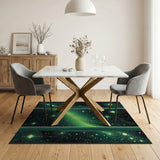 Glowing Green Cosmos Starry Rug