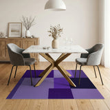 Purple Geometric Block Area Rug
