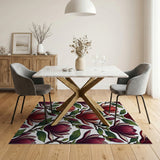 Vintage Red Magnolia Floral Area Rug