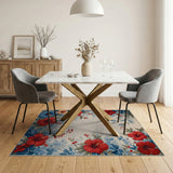 Vibrant Hibiscus Blooms Floral Area Rug