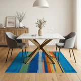 Abstract Multi-Color Brushstroke Stripe Area Rug