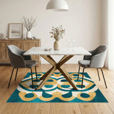 Teal Gold Geometric Area Rug