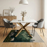 Polar Bears in Green Mountain Landscape Rug