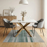 Teal Grey Striped Abstract Area Rug