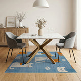 Playful Cartoon Cats Paws Blue Area Rug