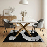 Yin Yang Cats Area Rug - Black White Geometric Design