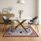 Red Reindeer Heritage Tribal Area Rug