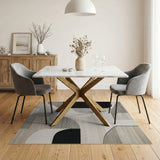 Bold Geometric Abstract Area Rug Black White