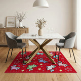 Magical Unicorn Stars Red Area Rug