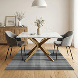 Black and White Black White Geometric Plaid Area Rug