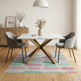 Abstract Pink Mint Brushstroke Area Rug