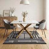Geometric Modern Black and White Modern Black White Geometric Stripe Rug