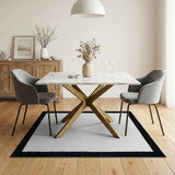 Black Framed White Area Rug
