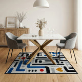 Abstract Geometric Maze Area Rug - Multi-Color