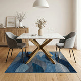 Blue Wave Layered Abstract Area Rug