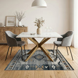 Distressed Grey Southwestern Geometric Area Rug